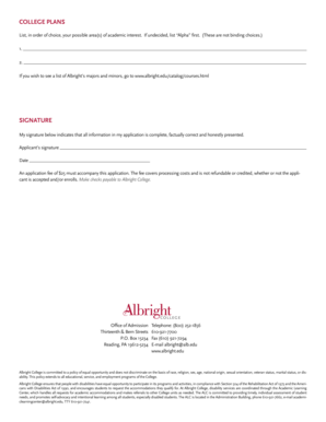 Albright College Transfer Application Form
