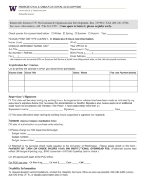 UW Professional Development Registration Form
