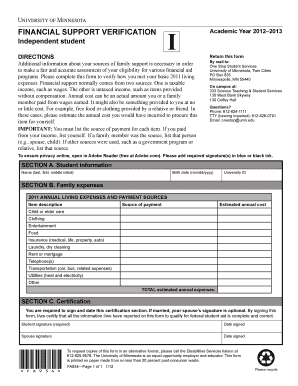 Financial Support Verification Form