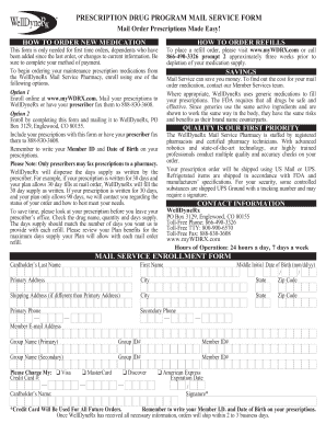 WellDyneRx Mail Service Prescription Form