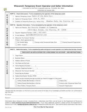Wisconsin Temporary Event Operator and Seller Information