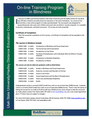 Fillable Online Certificate of Completion for Blindness Education Fax ...