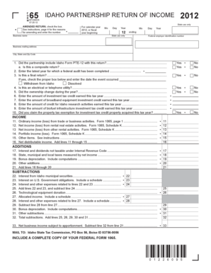 Idaho Partnership Return of Income Form 65