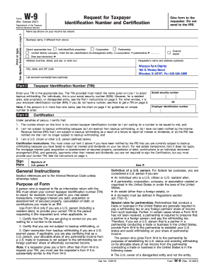Form W-9 Request for Taxpayer Identification Number and Certification
