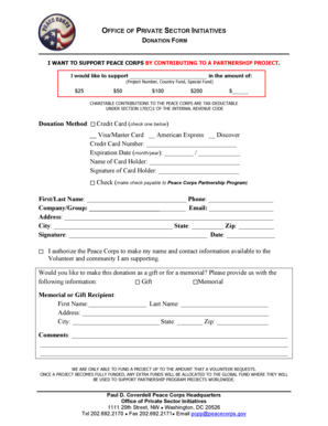 Peace Corps Donation Form