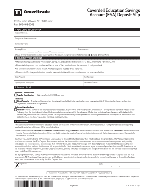 Coverdell ESA Deposit Slip