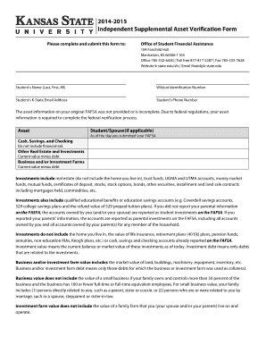 Independent Supplemental Asset Verification Form