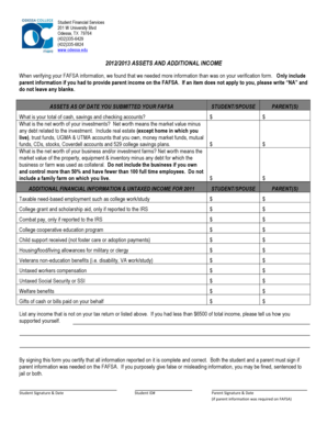 2012-2013 FAFSA Verification Form