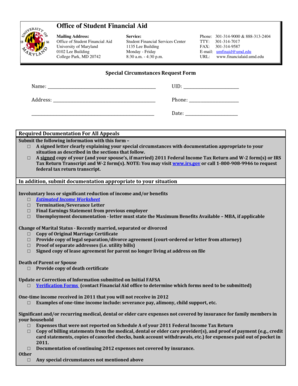Special Circumstances Request Form