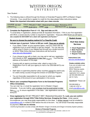 Western Oregon University Registration Form