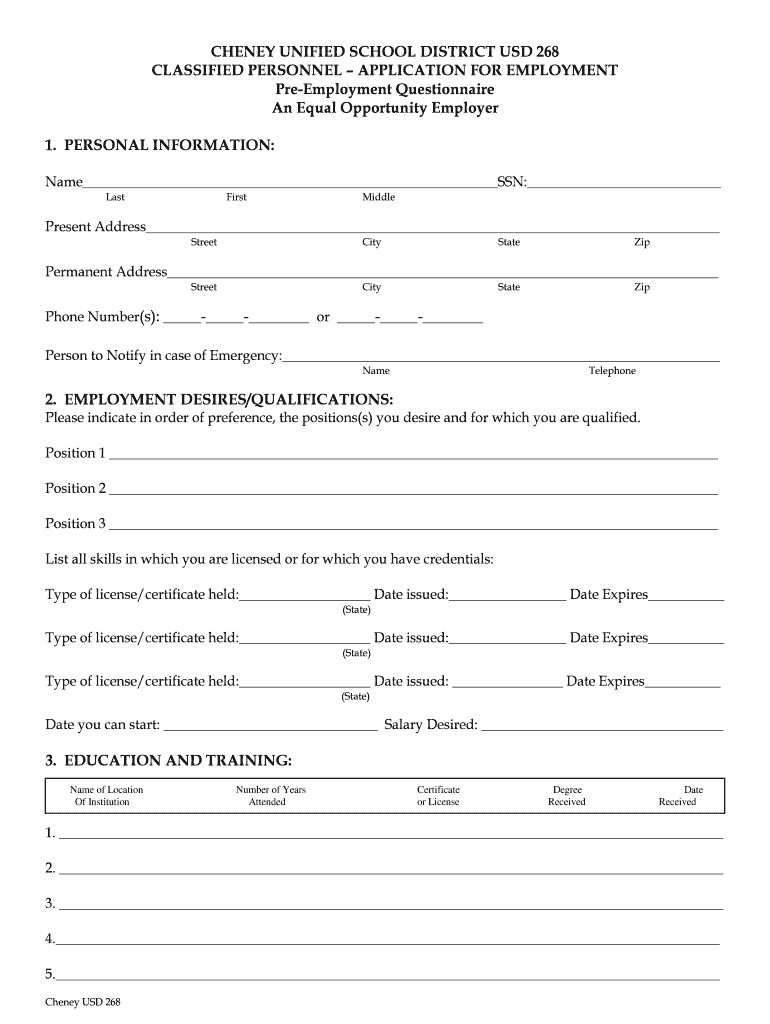 Classified Application - USD 268 Preview on Page 1