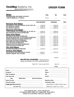 Railroad Map Order Form