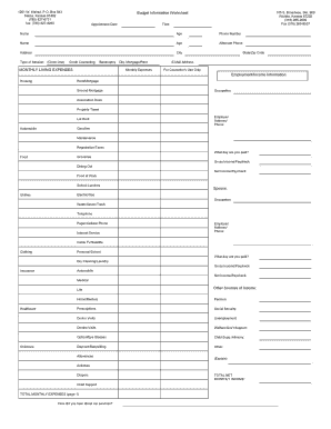 Kansas Budget Information Worksheet