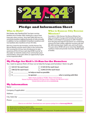 Pledge and Information Sheet - Kansas City Rescue Mission