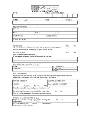 Employment Application Form