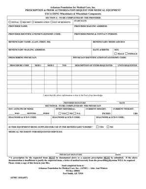 Arkansas Medical Equipment Prior Authorization Request