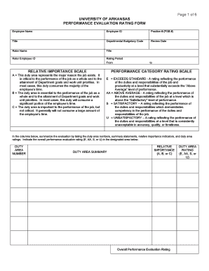University of Arkansas Performance Evaluation Rating Form
