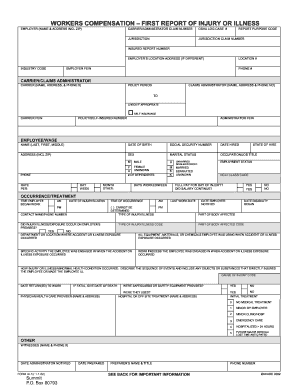 Workers Compensation First Report of Injury or Illness