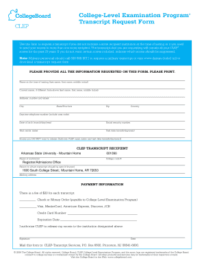 clep transcript request form