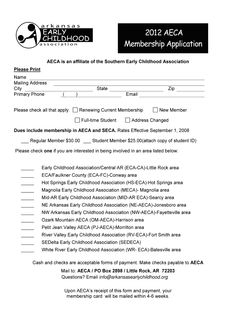 Membership Form (PDF) - Arkansas Early Childhood Association - arkansasearlychildhood Preview on Page 1