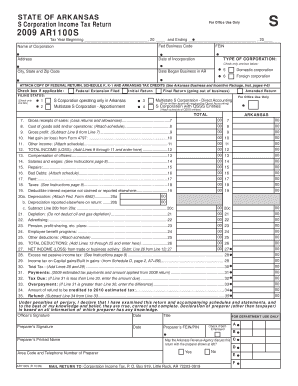 Arkansas S Corporation Income Tax Return
