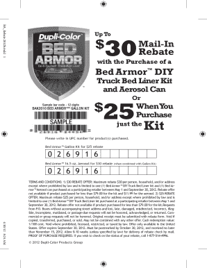 Bed Armor Mail-In Rebate Form