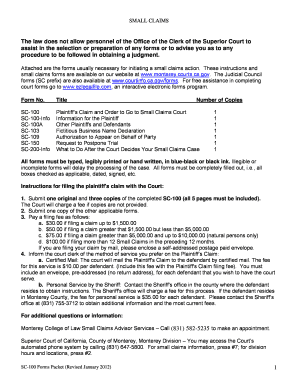 California Small Claims Court Forms