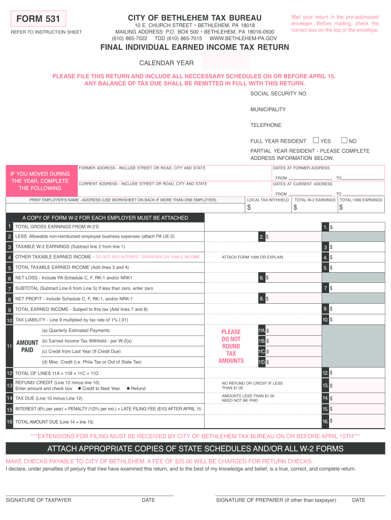 cumberland county tax form 531 Preview on Page 1