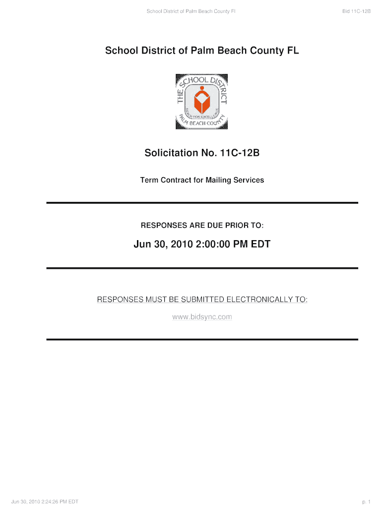 Bid 11C-12B - The School District of Palm Beach County - palmbeachschools Preview on Page 1