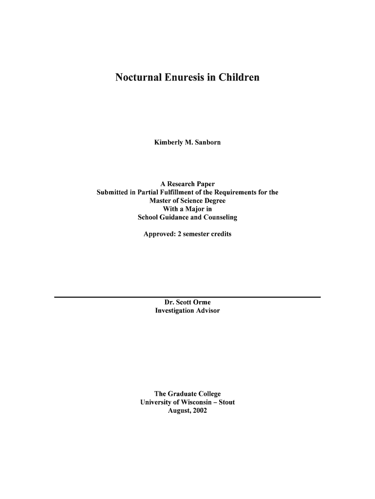 Nocturnal Enuresis in Children - UW-Stout - University of Wisconsin - www2 uwstout Preview on Page 1