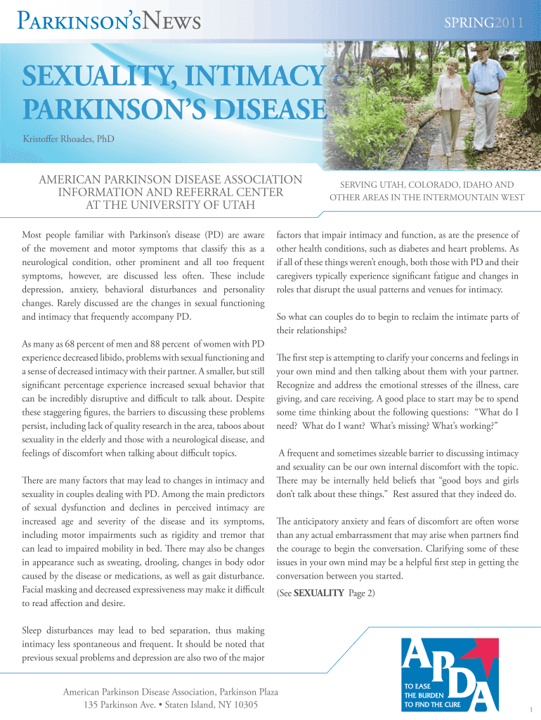 (APDA) Survey - American Parkinson's Disease Association - Utah Preview on Page 1