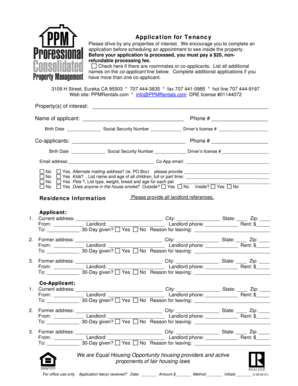 Application for Tenancy