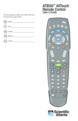 User's Guide - AT8550 Remote Control - WindomNet