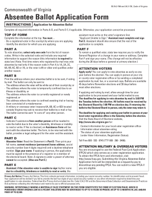 Virginia Absentee Ballot Application Form