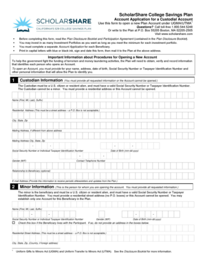 ScholarShare College Savings Plan Custodial Account Application