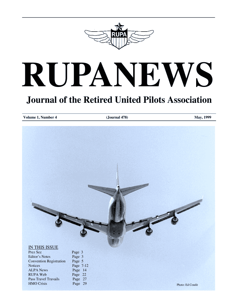 Journal of the Retired United Pilots Association - RUPA Preview on Page 1