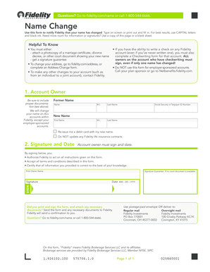 Fidelity Name Change Form