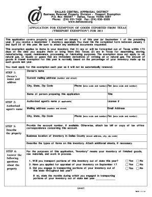 Texas Freeport Exemption Application