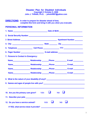 Disaster Plan for Disabled Individuals