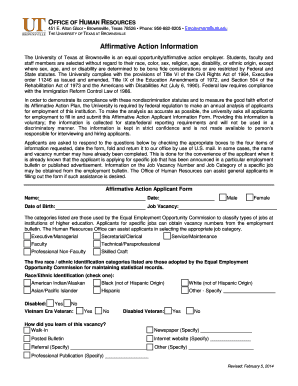 Affirmative Action Applicant Form