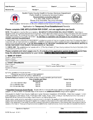 Temporary Food Establishment Permit Application