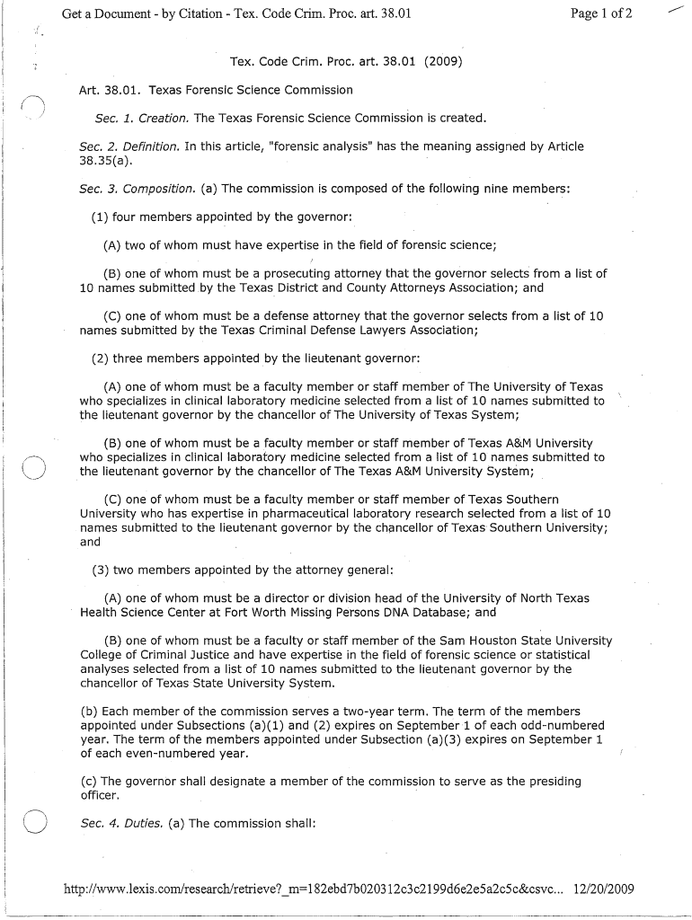 Texas - Texas Forensic Science Commission - Attorney General - ag ca Preview on Page 1