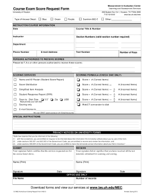 Course Exam Score Request Form
