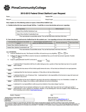 2012-2013 Federal Direct Stafford Loan Request