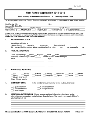 tams unt 2012 calendar form