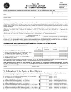 Massachusetts Beneficiary's Claim of No Tax Status