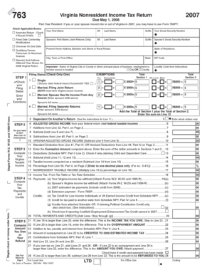 Virginia Nonresident Income Tax Return 2007