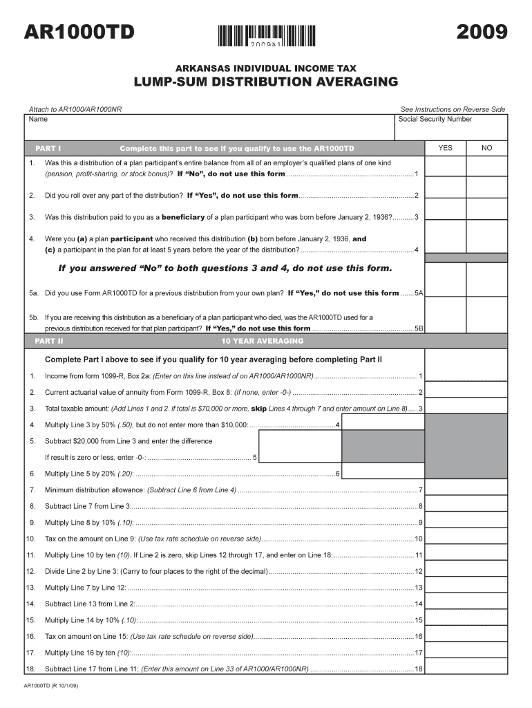 Arkansas Individual Income Tax Return Nonresident and Part - Preview on Page 1