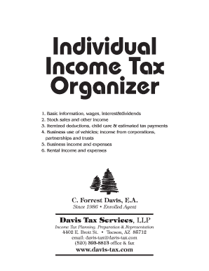 US Federal Income Tax Organizer Form