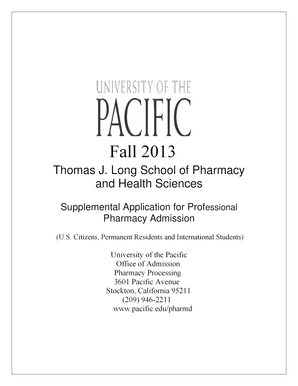 Supplemental Application for Professional Pharmacy Admission